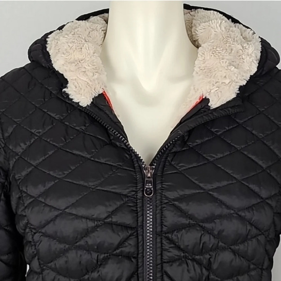 Steve Madden Black Glacier Shield Quilted Faux Fur Hooded Coat Parka Size M - Picture 4 of 12